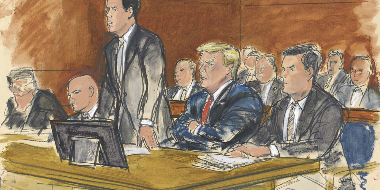 JUICIO TRUMP: SOLO POR MEDIO DE DIBUJOS SE PUEDE CONOCER LO QUE PASA DENTRO DE LA SALA DEL TRIBUNAL