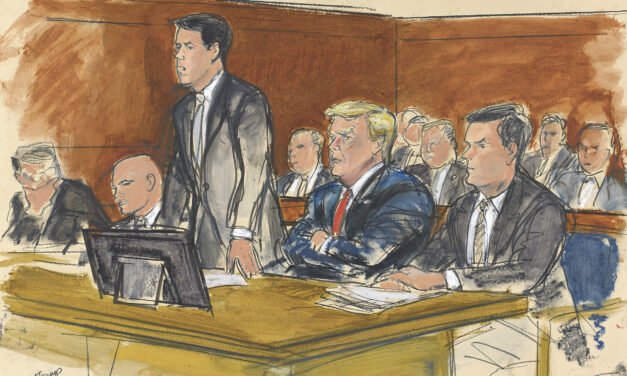 JUICIO TRUMP: SOLO POR MEDIO DE DIBUJOS SE PUEDE CONOCER LO QUE PASA DENTRO DE LA SALA DEL TRIBUNAL